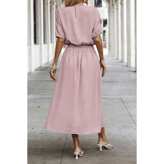 Pink Pleated Crop Top with Skirt Set TQX711094-10