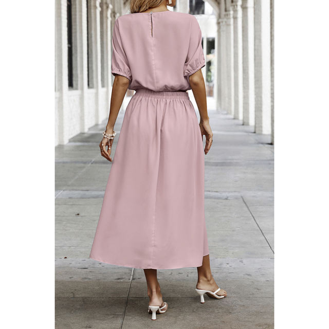 Pink Pleated Crop Top with Skirt Set TQX711094-10