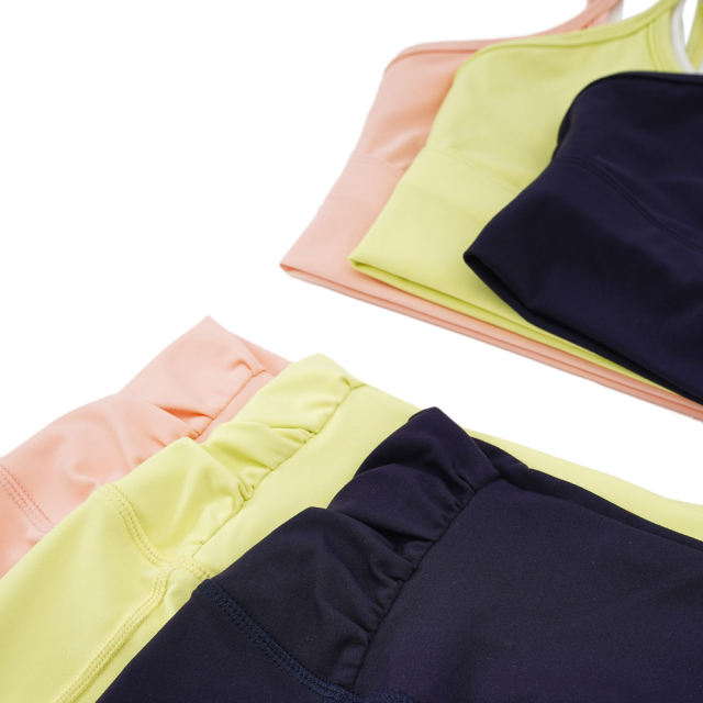 Dark Blue Fake Two-pieces Bra with Pant Yoga Set TQE91350-77