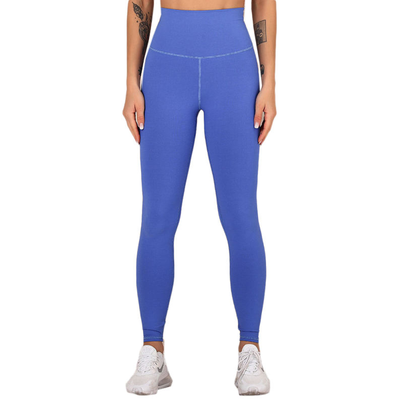 Blue Sides Drawstring Short Sleeve Yoga Pant Set TQK710243-5