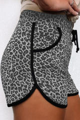 Black Leopard Print Shorts with Pockets LC771539-2