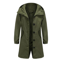 Army Green Weatherproof Hooded Outdoor Rainproof Coat TQK280160-27