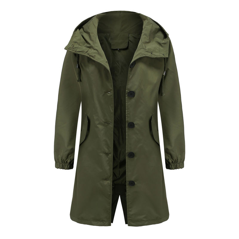 Army Green Weatherproof Hooded Outdoor Rainproof Coat TQK280160-27