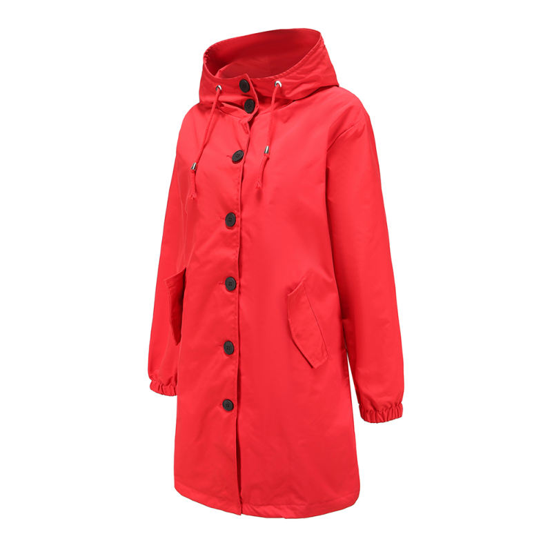 Red Weatherproof Hooded Outdoor Rainproof Coat TQK280160-3