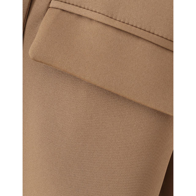 Coffee Lapel Collar Button Solid Color Blazer TQK260054-15