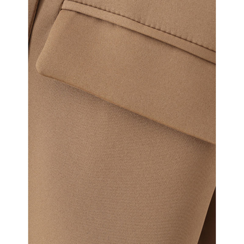 Coffee Lapel Collar Button Solid Color Blazer TQK260054-15