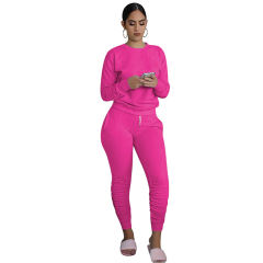 Rosy Cotton Blend Sweatshirt Joggers Loungewear Set TQK710133-6