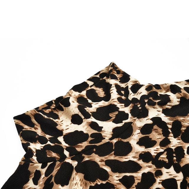 Coffee Leopard Print Turtleneck Bodysuit TQK00228-15