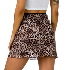 Leopard Print Double-layers Hight Waist Mini Skirt TQK360034-20