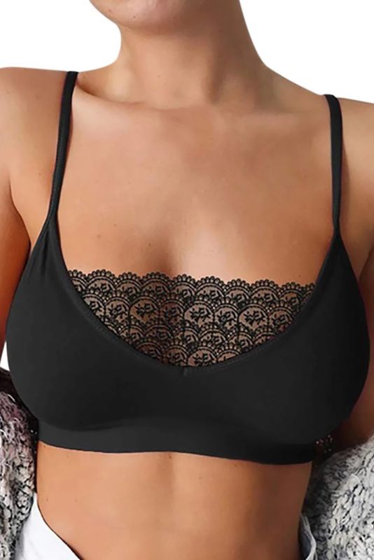 Black Lace Solid Color Plus Size Bra LC204-2