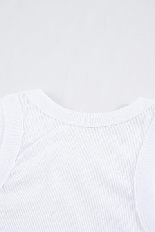 White Fashion Bodycon Tight Ribbed Tank Top LC256249-1