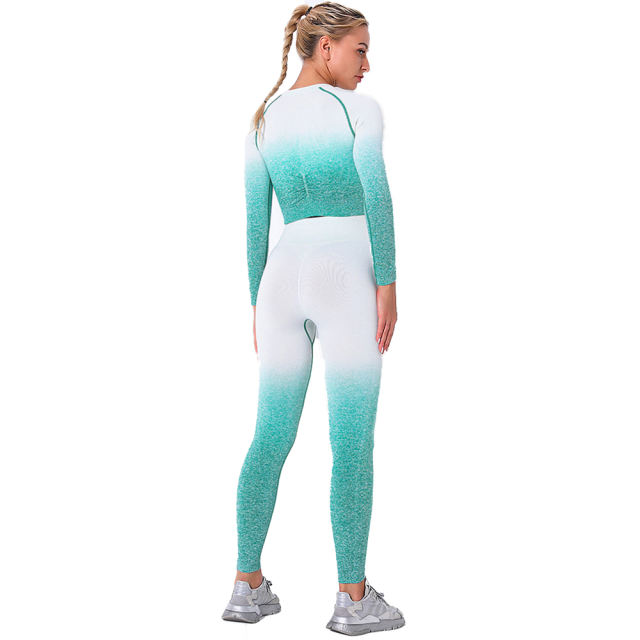 Green Gradient Long Sleeve Sports Set TQE00131-9