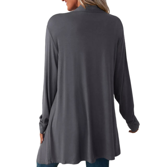 Dark Gray Cotton Blend 1/2 Sleeve Lightweight Small Coat TQK280179-26