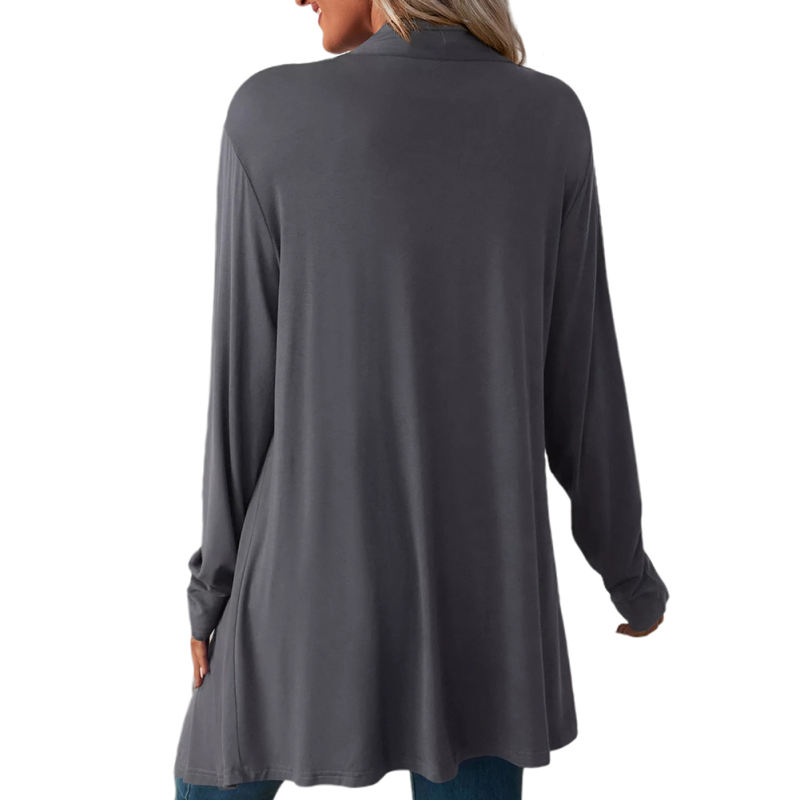 Dark Gray Cotton Blend 1/2 Sleeve Lightweight Small Coat TQK280179-26