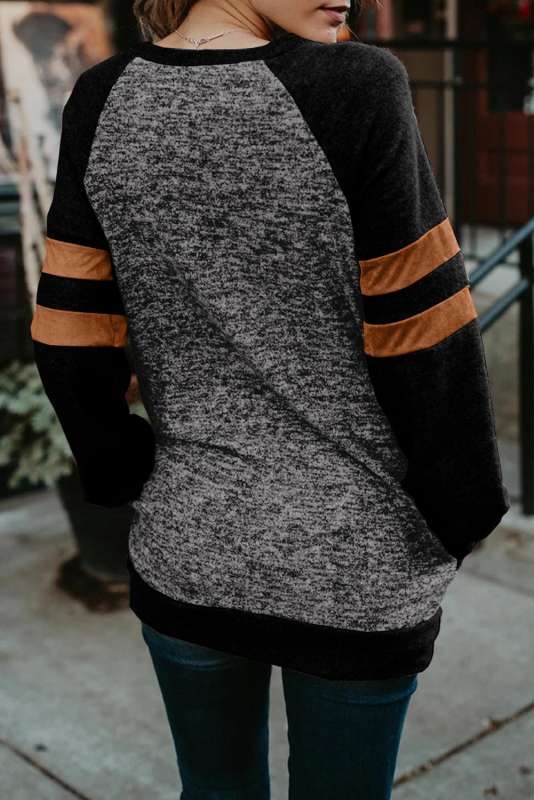 Black Fashion Casual Splice Loose Sweatshirt LC252664-2