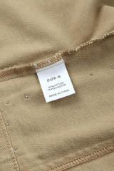 Khaki Frayed Trim Rivet Denim Jacket LC788104-16
