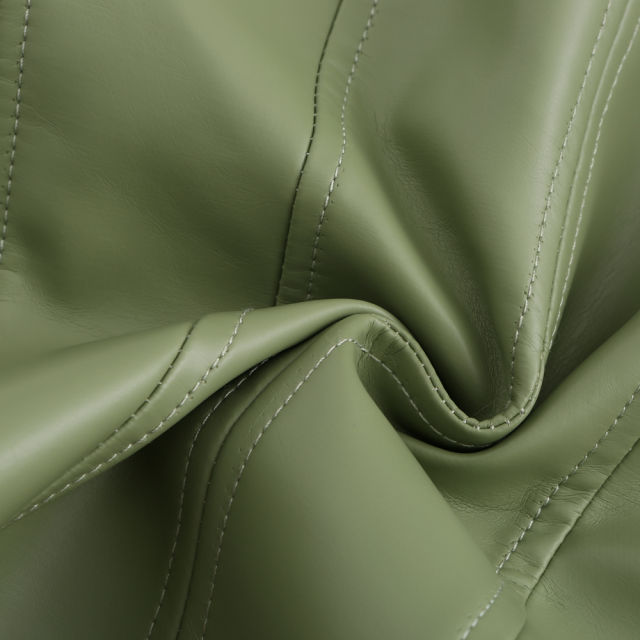 Light Green Stand Collar Zipper Detail PU Leather Jacket TQK280094-28