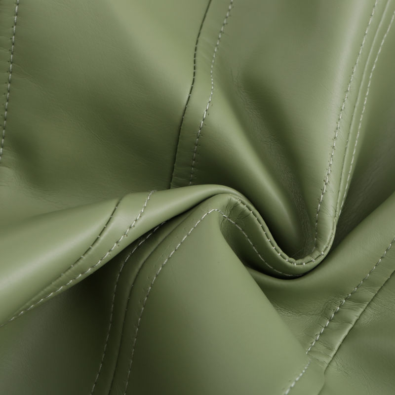 Light Green Stand Collar Zipper Detail PU Leather Jacket TQK280094-28