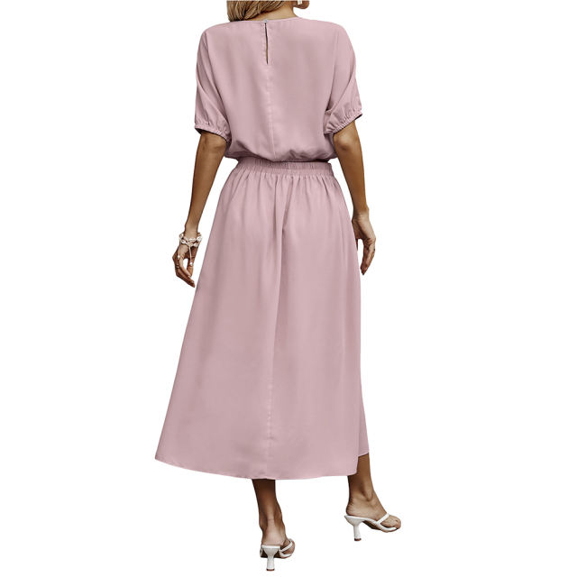 Pink Pleated Crop Top with Skirt Set TQX711094-10