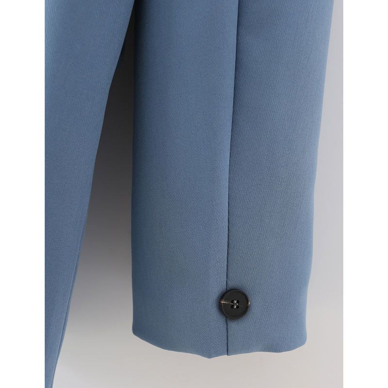 Pewter Lapel Collar Button Solid Color Blazer TQK260054-43