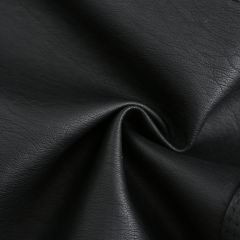 Black Removable Hooded Washed PU Leather Jacket TQK280096-2