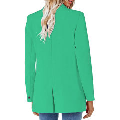 Green Lapel Collar Button Solid Color Blazer TQK260054-9