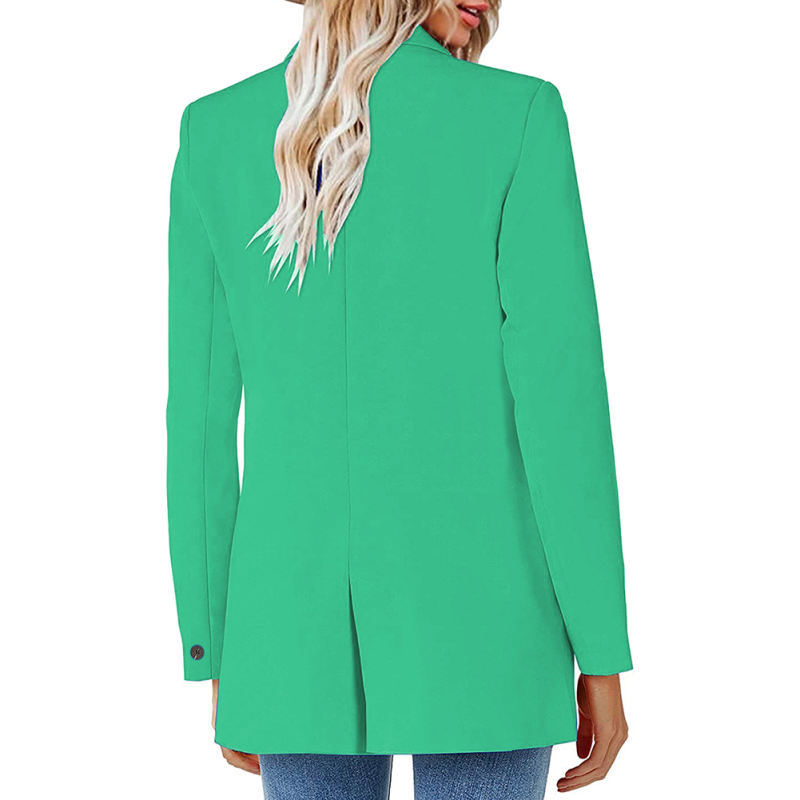 Green Lapel Collar Button Solid Color Blazer TQK260054-9
