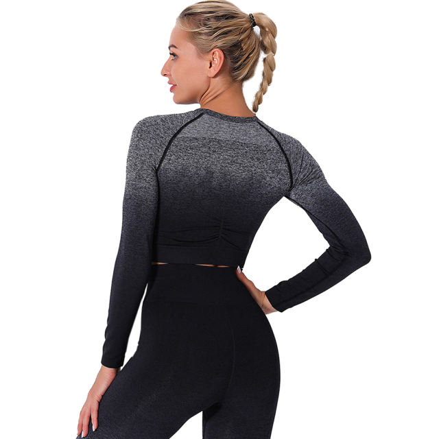 Black Gradient Long Sleeve Sports Set TQE00131-2