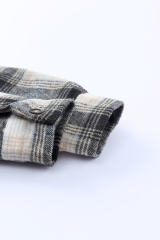 Black Vintage Plaid Fleece Lining Jacket LC854187-2
