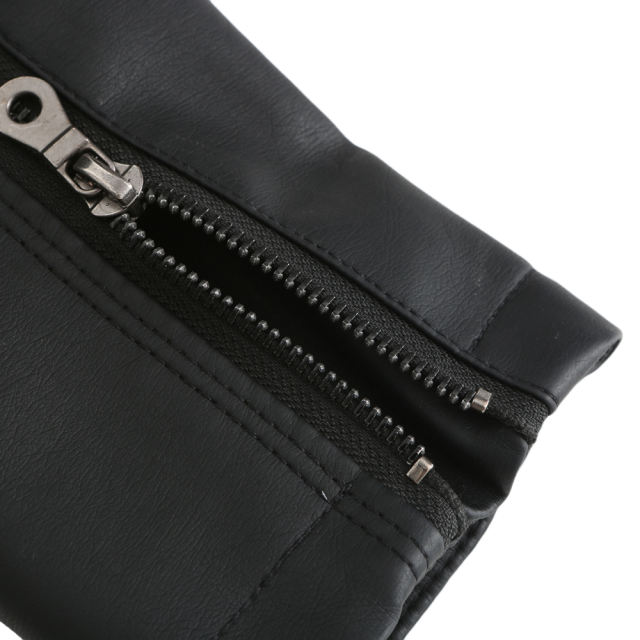 Black Slim Fit Stand Collar PU Motorcycle Jacket TQK280091-2