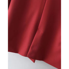 Red Lapel Collar Button Solid Color Blazer TQK260054-3