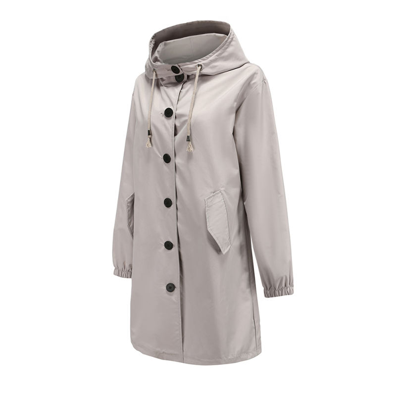 Light Gray Weatherproof Hooded Outdoor Rainproof Coat TQK280160-25