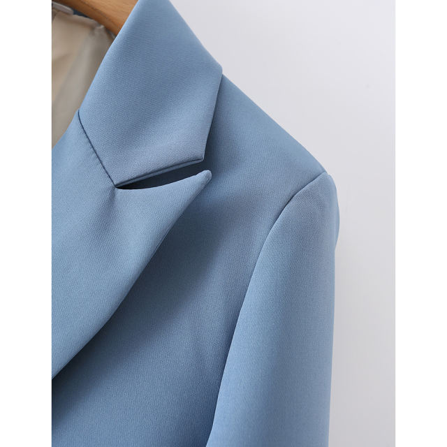 Pewter Lapel Collar Button Solid Color Blazer TQK260054-43