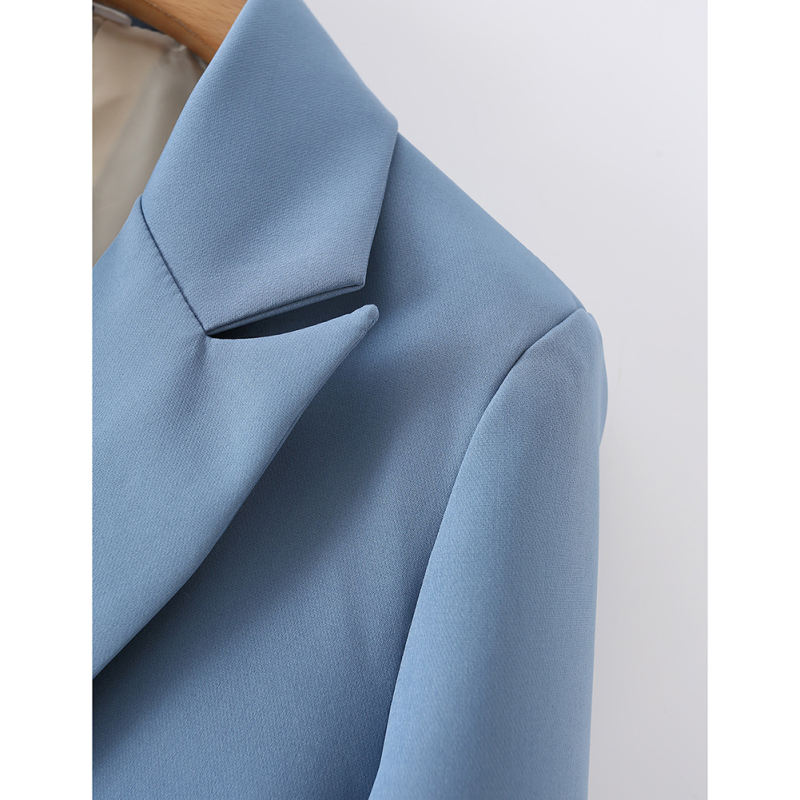 Pewter Lapel Collar Button Solid Color Blazer TQK260054-43