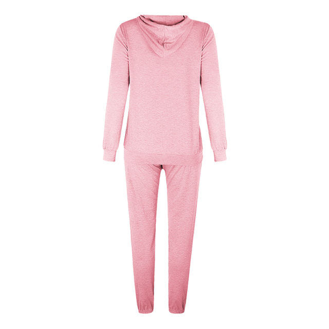 Pink Drawstring Hoodie with Pant Set TQK710131-10