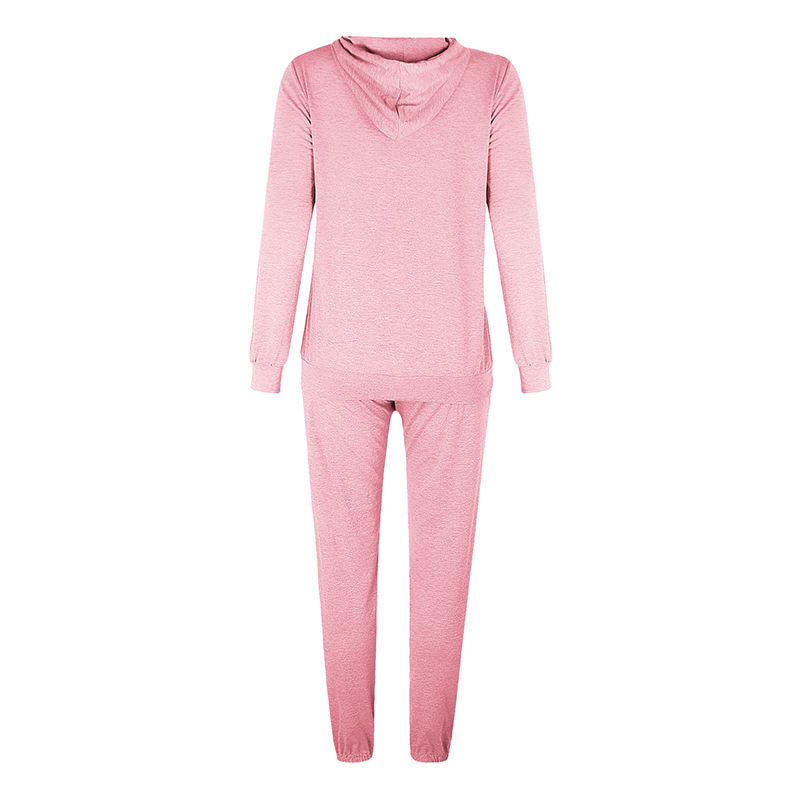Pink Drawstring Hoodie with Pant Set TQK710131-10