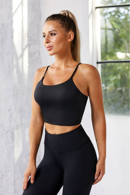 Black Wireless Seamless Sport Yoga Bra Crop Tank LC264040-2