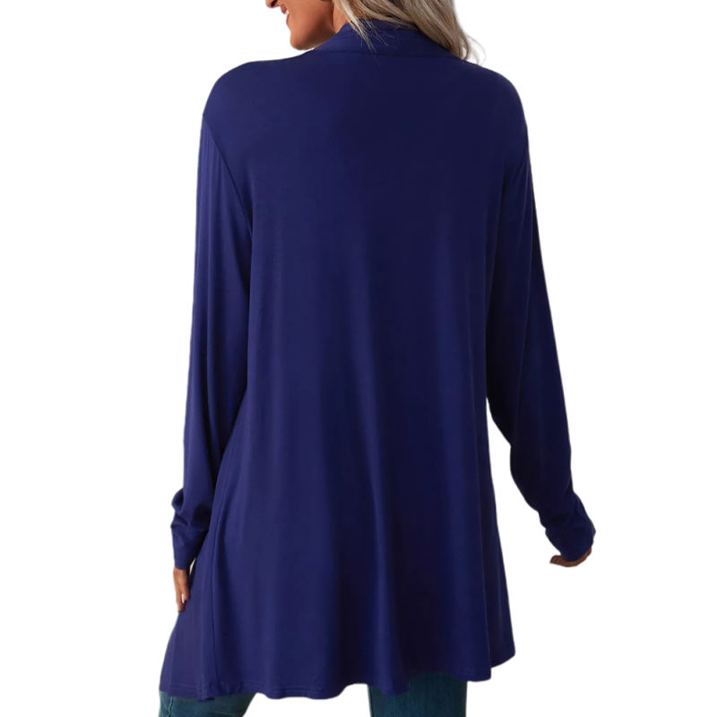 Navy Blue Cotton Blend 1/2 Sleeve Lightweight Small Coat TQK280179-34