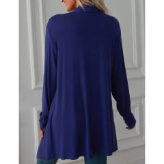 Navy Blue Cotton Blend 1/2 Sleeve Lightweight Small Coat TQK280179-34