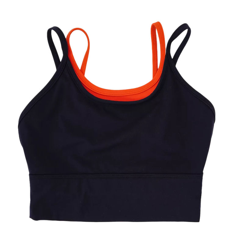 Dark Blue Fake Two-pieces Bra with Pant Yoga Set TQE91350-77