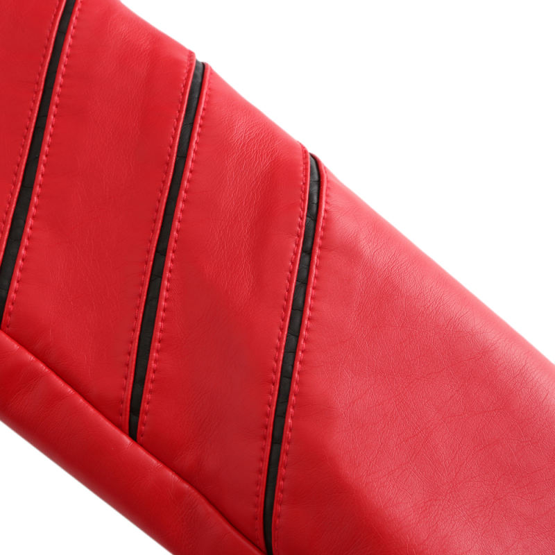 Red Turn Down Slim Fit PU Leather Jacket TQK280095-3