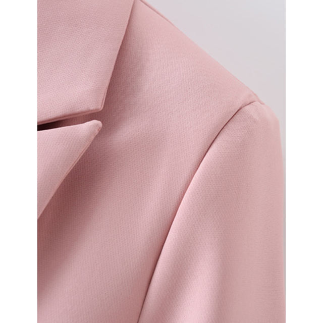 Pink Lapel Collar Button Solid Color Blazer TQK260054-10
