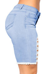 Sky Blue Making Waves Denim Bermudas