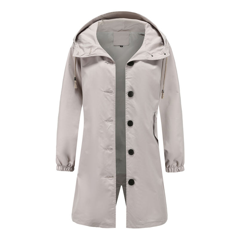 Light Gray Weatherproof Hooded Outdoor Rainproof Coat TQK280160-25