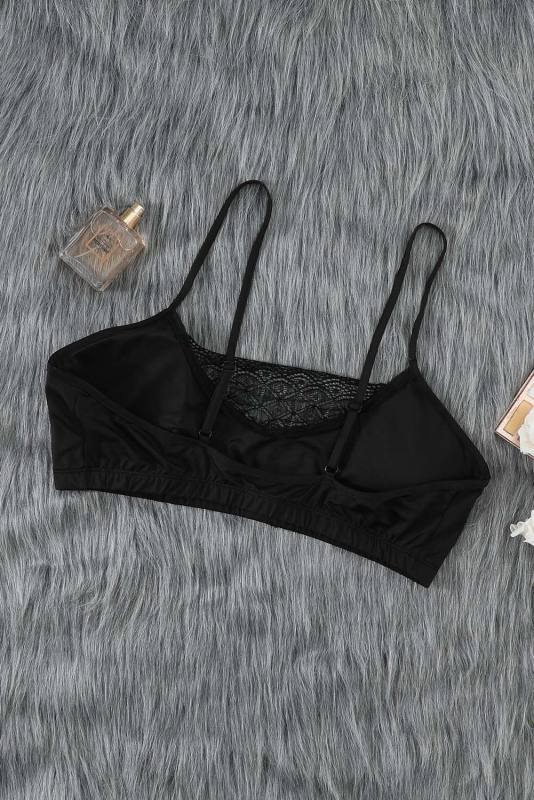 Black Lace Solid Color Plus Size Bra LC204-2