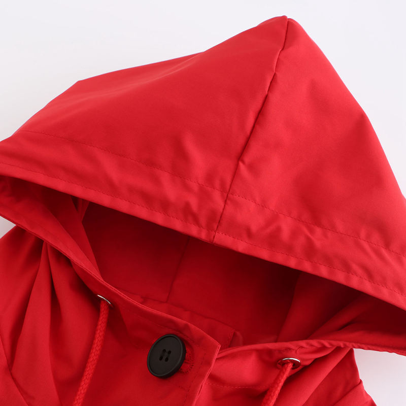 Red Weatherproof Hooded Outdoor Rainproof Coat TQK280160-3
