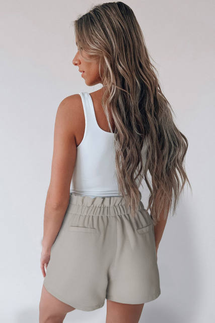 Gray Linen Mix Paper Bag Shorts LC731168-11