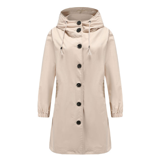 Khaki Weatherproof Hooded Outdoor Rainproof Coat TQK280160-21