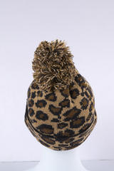 Brown Leopard Pom Beanie LC02113-17