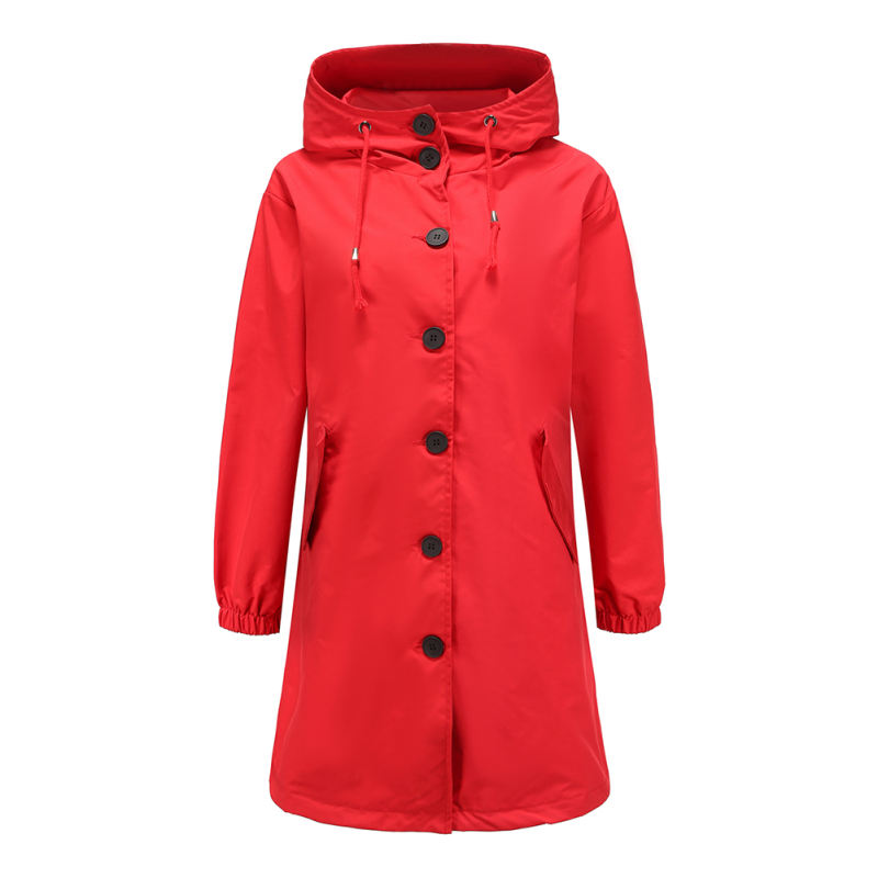 Red Weatherproof Hooded Outdoor Rainproof Coat TQK280160-3